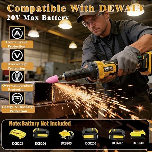 Upgraded Cordless Die Grinder Compatible with Dewalt 20V MAX Battery,Electric Grinder with 26000 RPM Brushless Motor,1/4" Precision Chuck, for Rust Removal, Grinding, Polishing (Battery Not Included)