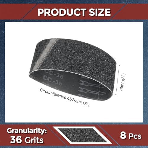 Sanding Belts 3 x 18 Inch 36 Grit Silicon Carbide 8 Pack