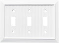Pure White Classic Beadboard Wall Plates,Light Switch Covers,Electrical Outlet Covers, Switch Plates of Various Combination, Nature Bamboo Fiber Wall plate (3 Gang Toggle 1 Pack)