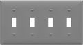 ENERLITES Quad Toggle Light Switch Wall Plate, Standard Size 4-Gang 4.50" x 8.19", Unbreakable Polycarbonate Thermoplastic, 8814-GY, Gray