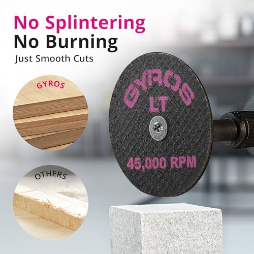 GYROS 1.5” Resin Cut-Off Wheels for Rotary Tools | 12 Double Fiberglass Reinforced Discs | For Wood, Plastic, Stone, Aluminum, Copper, Brass | Dremel Cutting Tool Accessory | Made in USA 11-32154/12