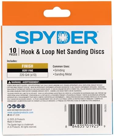 Spyder 10-Pack 220 Grit Sanding Discs, Ceramic Net, 5-Inch Hook and Loop, for Random Orbital Sander (500064)