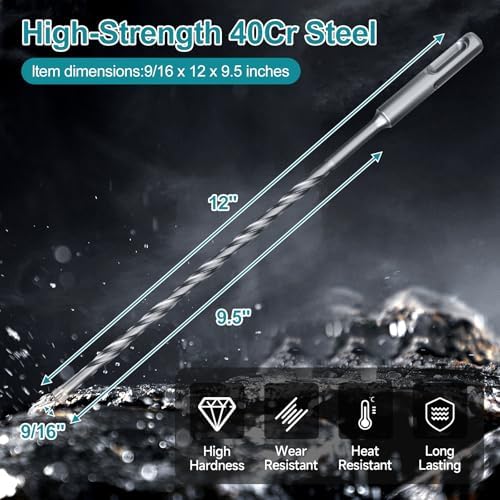 9/16 Inch x 12 Inch SDS Plus Rotary Hammer Drill Bit