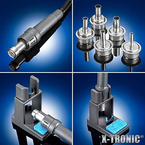 X-Tronic 4020-PRO-X • Hot Air Rework Station • 1000 Watt • Brushless DC Vortex Blower • Quick Change Nozzle Holder • 4 Presets • Temp Calibration, C/F, Auto Cool Down • 3 Straight/2 Spiral Nozzles!