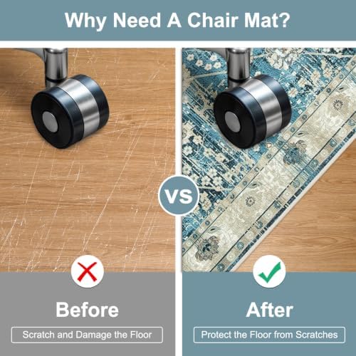 Anidaroel Home Office Chair Mat for Hardwood Floor, 48"x60" Office Chair Rug Protector for Rolling Chair, Computer Gaming Chair Mat, Low Pile Carpet Floor Chair Mat
