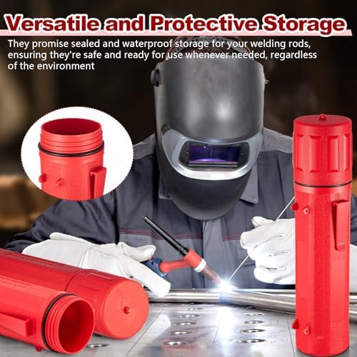 Zonon 4 Pcs Welding Rod Storage Tube 14 Inch Tig Rod Holder, Red