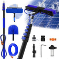 Buyplus 30FT Reach Solar Panel Cleaning Brush Kit with 5-24FT Telescoping Pole, Water Fed Window Cleaner Tool with 20" Brush, Soap Dispenser, Cobweb Duster, Squeegee for Roof, RV, Gutter, Deck,Blue
