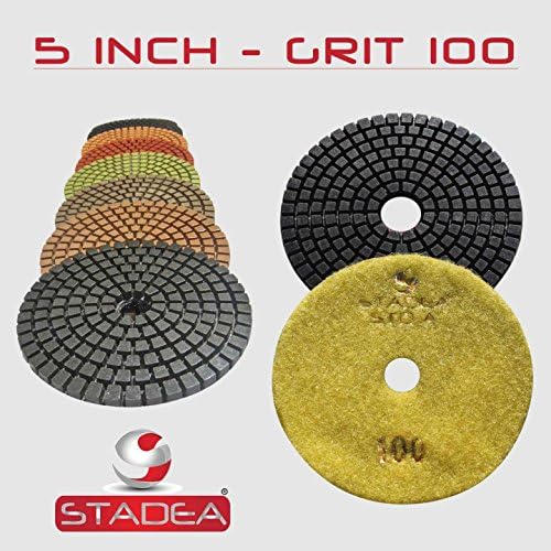 White Buff (5 Pieces) 5" Diamond Polishing Pads for Granite Marble Concrete Stone polishing Wet Grinder