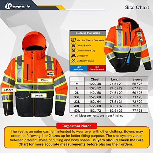 JKSafety Safety Jakcet for Men Women 3M Reflective Tape JK118 OBlack 3XL
