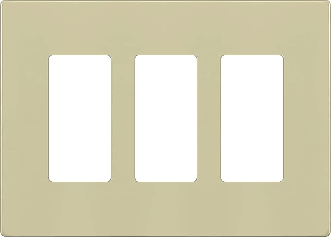 ENERLITES Screwless Decorator Wall Plates Child Safe Outlet Covers, Gloss Finish, Medium Size 3-Gang 4.88" H x 6.77" L, Unbreakable Polycarbonate Thermoplastic, SI8833M-I, Ivory