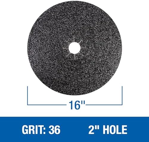 Mercer Industries 426036 Silicon Carbide Floor Sanding Disc, Cloth Back, 16" x 2" Hole, Grit 36X, 20-Pack