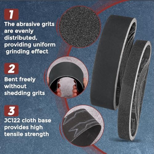 Sanding Belts 4 x 24 Inch 24 Grit Silicon Carbide 3 Pack