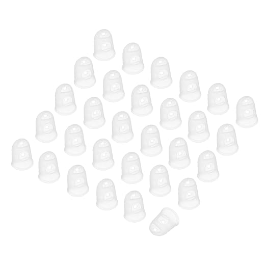 PATIKIL Finger Tip Covers Cots, Light White Silicone Finger Protectors Gloves Breathable Reusable Fingertip Caps with Air Holes for Dry Skin Finger Cracking, XL, 30 Pcs