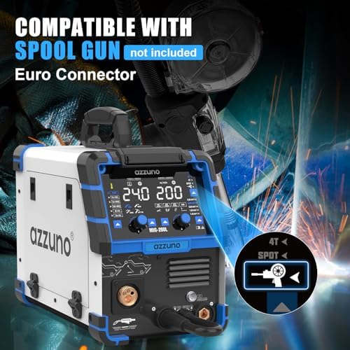 AZZUNO 200A Aluminum MIG Welder, 110V/220V 8-in-1 Welding Machine