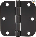 Amazon Basics Sturdy Rounded 5/8 Radius Interior Door Hinges with Included Screws, 3.5" x 3.5", Matte Black, 18-Pack