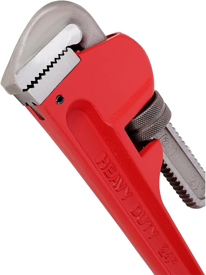 Pipe Wrench 24 Inch, Rigid Pipe Wrench Sets Steel Adjustable | Professional Heavy Duty Hangable Design for Plumbing, Home, Vehicle Repair (24" Red Wrench)