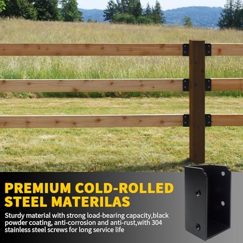 Qrooviiy U-Shaped Deck Railing Bracket Connectors,Heavy Duty Deck Attachment Brackets with Screws for 2" x 4" (Actual:1.5" x 3.5") Lumber,Stair Handrail Conclaled Connectors for Wood Fences - 24Pack