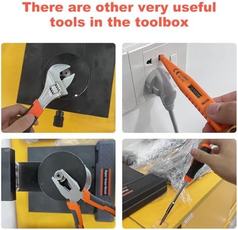 33 Picce Orange Tool Kit with 12V Cordless Drill, Tool Box with Drill, Hand Drill Set for Men Women, Home Tool Kits for House Repair, Handyman, DIY
