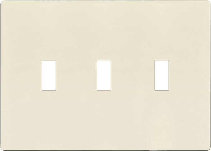 ENERLITES Screwless Triple Toggle Switch Wall Plate, Child Safe Light Switch Cover, Standard 3-Gang 4.68" x 6.53", Unbreakable Polycarbonate Thermoplastic, UL Listed, SI8813-LA, Glossy, Light Almond
