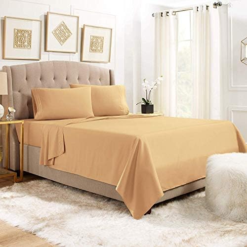 JS Sanders Affordable Microfiber 6 PC Bed Sheet Set - Full Size, Gold