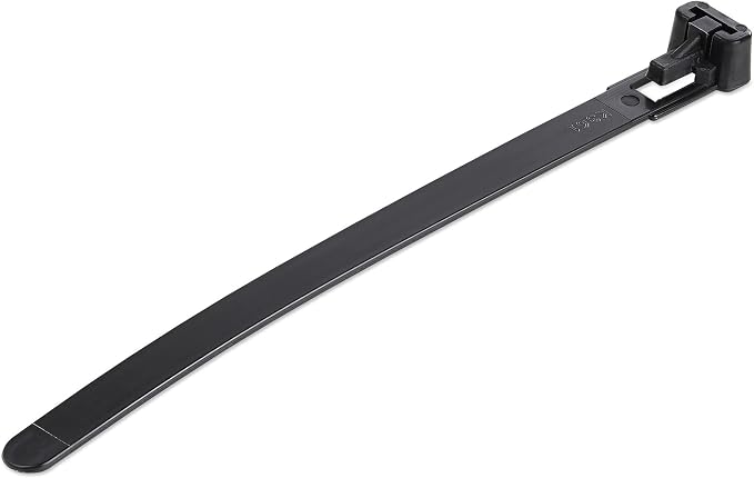 StarTech 5"(12cm) Reusable Cable Ties, 100 Pack, Black, TAA (CBMZTRB5BK) | 94V-2/UL Listed, 1/4"(7mm) wide, 1-1/8"(30mm) Bundle Dia. 50lb(22kg) Tensile Strength, Releasable Nylon Ties, Indoor/Outdoor