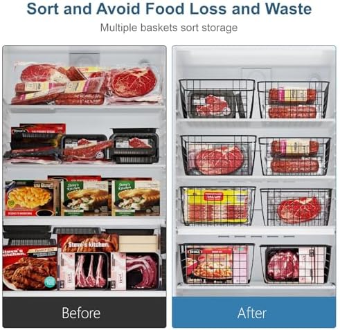 iSPECLE Freezer Organizer Bins - For 16/17/21 Cu Ft Upright Freezer, 4 Pack