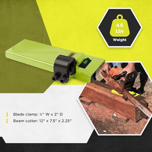 Timber Tuff Mini Portable Chainsaw Beam Cutting Guide Tool, Solid Steel Construction, Universal Bar Fit, Straight Cut & Quick Assembly, TMW-57, Green