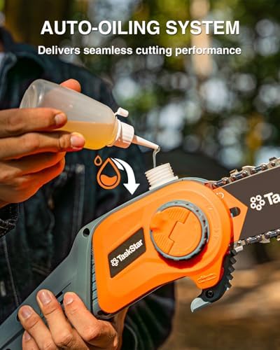 TaskStar 8-Inch Cordless Pole Saw, Electric Pole Saws for Tree Trimming, 2×4000mAh Batteries, 600W Powerful Motor, Max Reach 15Ft, Tool-Free Chain Tensioning, Auto Lubrication