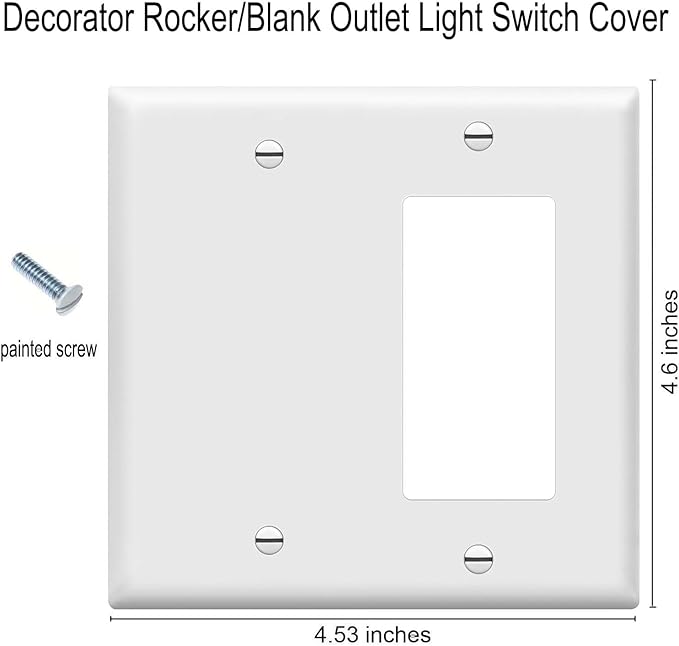 ZEFTV Decorator Rocker/Blank Wall Plates 2-Gang Switch Outlet Electrical Cover Plate Unbreakable Thermoplastic Faceplate for Light Receptacle Outlet Switch, White (10 Pack)