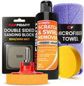Carfidant Scratch and Swirl Remover - Car Scratch Remover for Vehicles Paint - Polishing Compound for Cars - Paint Restorer Kit with Pad, Microfiber and Sanding Block