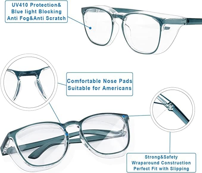 SQIMZAR Safety Glasses Goggles For Women Nurses Protective Eyewear,Anti Fog Safety Goggles