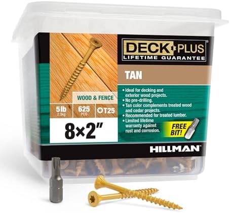 Deck Plus Wood Screws, #8 x 2in, 5lb Box, 625 Pieces, Tan