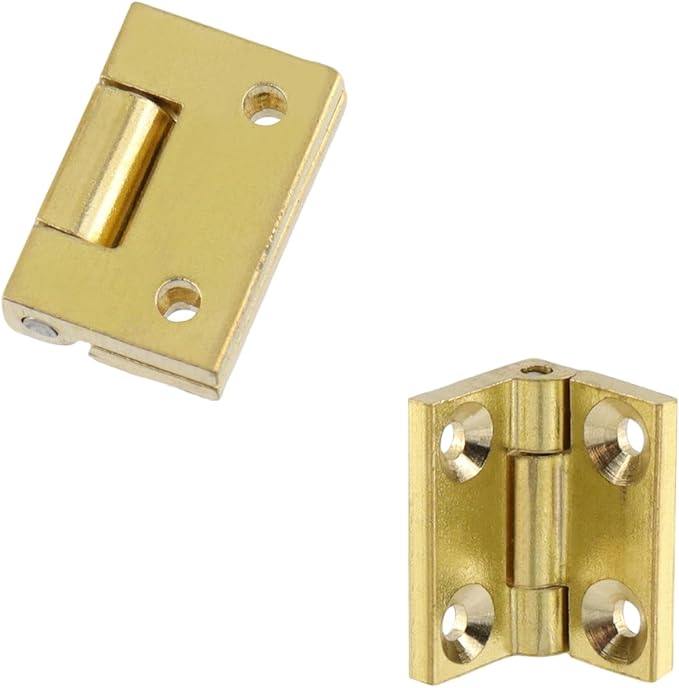 6Pcs Mini Solid Brass Cabinet Drawer Hinges, 90 Degree Small Butt Hinges Connectors for Jewelry Gift Box Wooden Case Delicate Boxes Doll House Model Making Folding Pages (1 Inch)