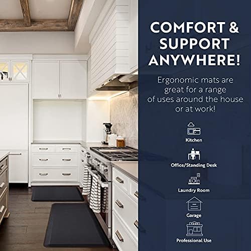 KANGAROO Anti Fatigue Mats for Kitchen Floor, 58x20, 3/4 Inch Thick Cushioned Ergonomic Mat, Reduce Foot Pressure, Waterproof Comfort Rug for Under Sinks, Office Standing Desk, Store Floors, Brown