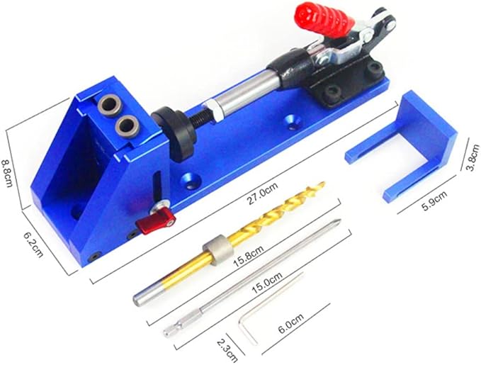 RUNAAJA Pocket Hole Jig Pocket Hole Jig Dowel Jig Pocket Screw Jig One Aluminum System Set Jig Wood Woodwork Guides Joint Angle Tool Carpentry Locator