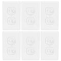Baomain 6-Pack Double Toggle Light Switch with Wall Plate,15 Amp 125V Two Single Pole Residential Grade,On/Off Electrical Wall Switch Self-grounding, Glossy White ETL Certified