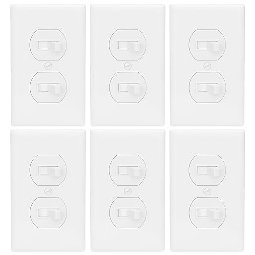 Baomain 6-Pack Double Toggle Light Switch with Wall Plate,15 Amp 125V Two Single Pole Residential Grade,On/Off Electrical Wall Switch Self-grounding, Glossy White ETL Certified