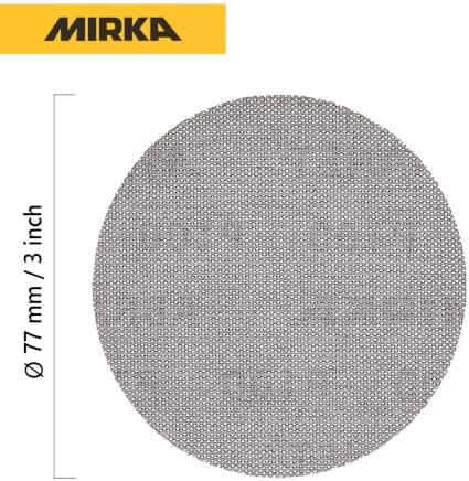 Mirka Abranet 3 Inch 150 Grit Mesh Sanding Discs, Hook and Loop, 50 Pack