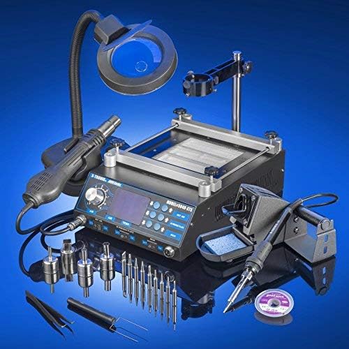 X-Tronic's • Cutting Edge in Technology • Model 5040-XR3 All-In-One Hot Air Rework & Soldering Iron Station with Preheater. Now Includes Plug & Play Hot Air Gun With Iron Holder & Sponge Cleaner