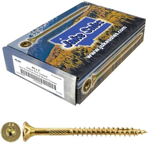 Jake Sales #8 x 2 Gold Star Wood Screw, T-20 Torx Drive, Flat Head - (5 Pound Box) ~750 Screw Count