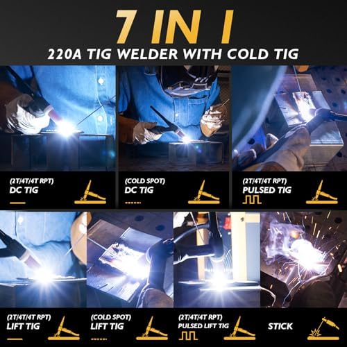 TOOLIOM 220A 7-in-1 Cold TIG Welder 110/220V Dual Voltage