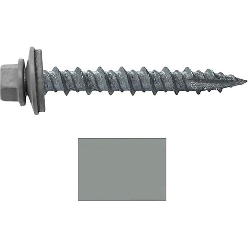 10 x 1-1/2" Slate Metal Roofing Screws - Hex Washer Head- Self-Starting/Tapping - EPDM Washer. 1 x 250 Count Bag - 250 Screws