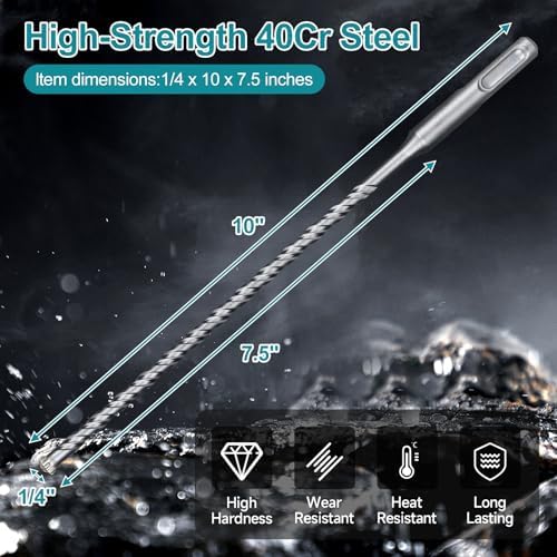 1/4 Inch x 10 Inch SDS Plus Rotary Hammer Drill Bit