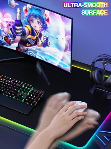 Mouse Pad with 15W Magnetic Wireless Charging 31.5x15.75 Inch, RGB Mousepad for Desk Mat, XXL Desk Pad with 11 Colors & 5 Modes, Home Office Large Keyboard Pad Waterproof Non-Slip for Gaming PC Setup
