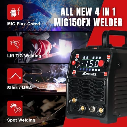 150A 3-in-1 Synergic MIG Flux Core Spot Welder 120V