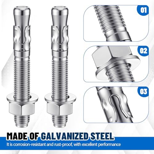 Moxweyeni 20 Pcs 3/4" X 5-1/2" Zinc Plated Wedge Anchors for Concrete
