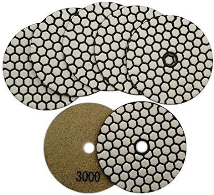 SHDIATOOL 7PCS 4-Inch Dry Diamond Polishing Pads 3000 Grit for Granite