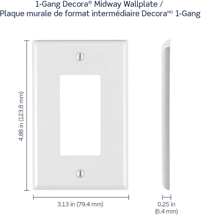 Leviton 1-Gang 1-Decora Midway Nylon Wallplate 10 Pack, PJ26-WM, White