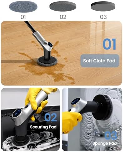 Electric Spin Scrubber, IPX7 Waterproof Shower Scrubber with 7 Brush Heads