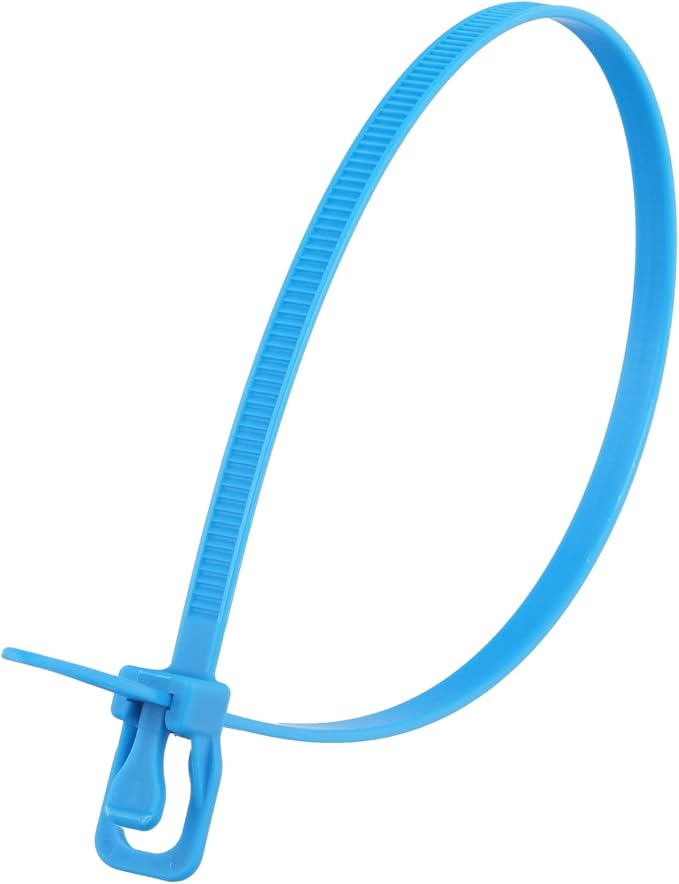 RETYZ 12-Inch Fluorescent Blue Reusable Releasable Cable Ties – 20 Pack, 50 lb Strength, Patented Quick-Release, Tool-Free Design for Home, Office, and Light Industrial Use